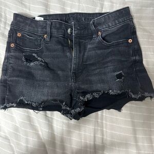 Black denim shorts